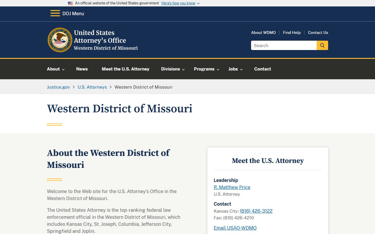 Mercer County court charges U.S. Attorney Western District of Missouri