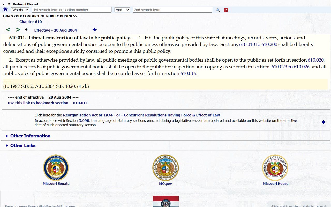 Mercer County court records Missouri Sunshine Law policy statute
