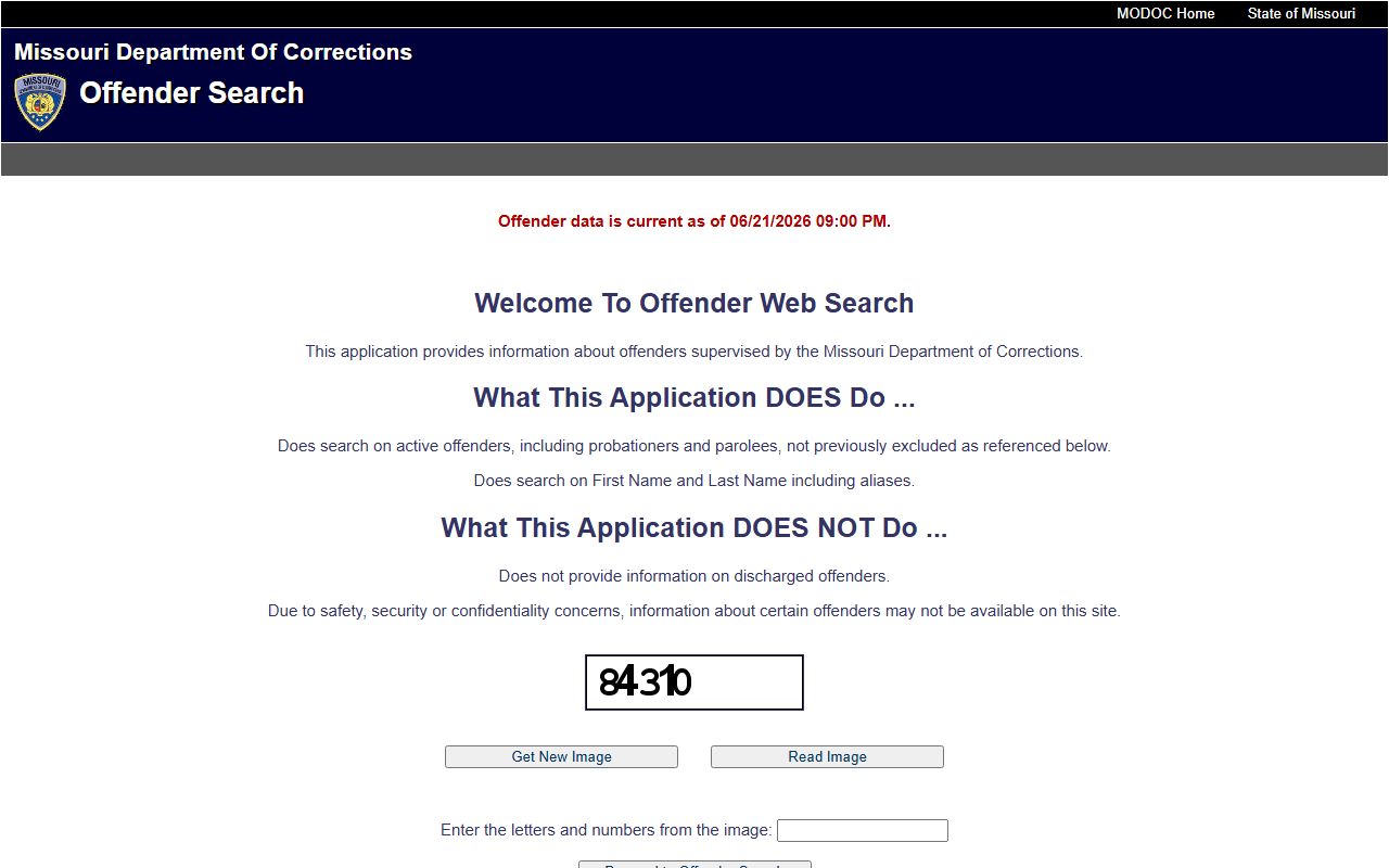 Mercer County inmate records Missouri DOC offender search