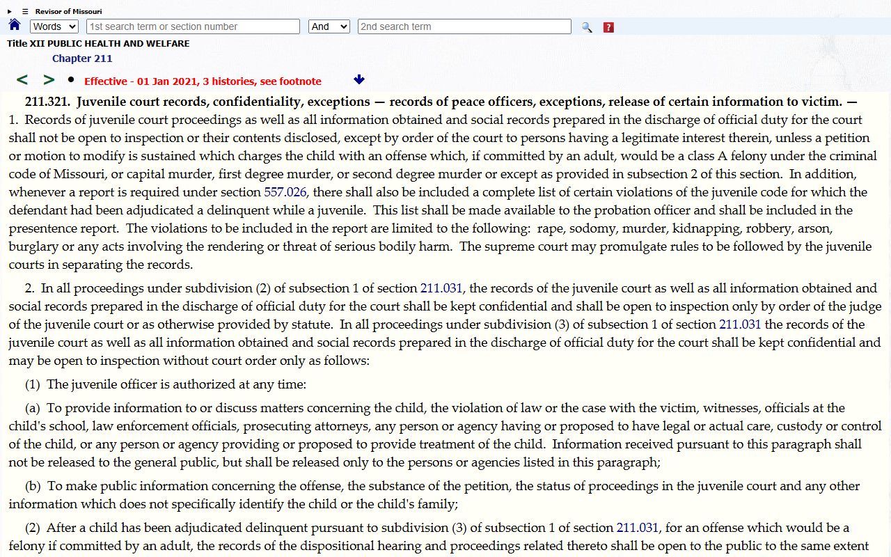 Mercer County probate records Missouri juvenile confidentiality statute