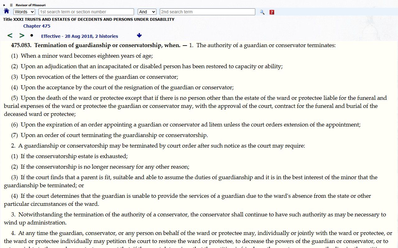 Mercer County probate records Missouri guardianship conservatorship statute