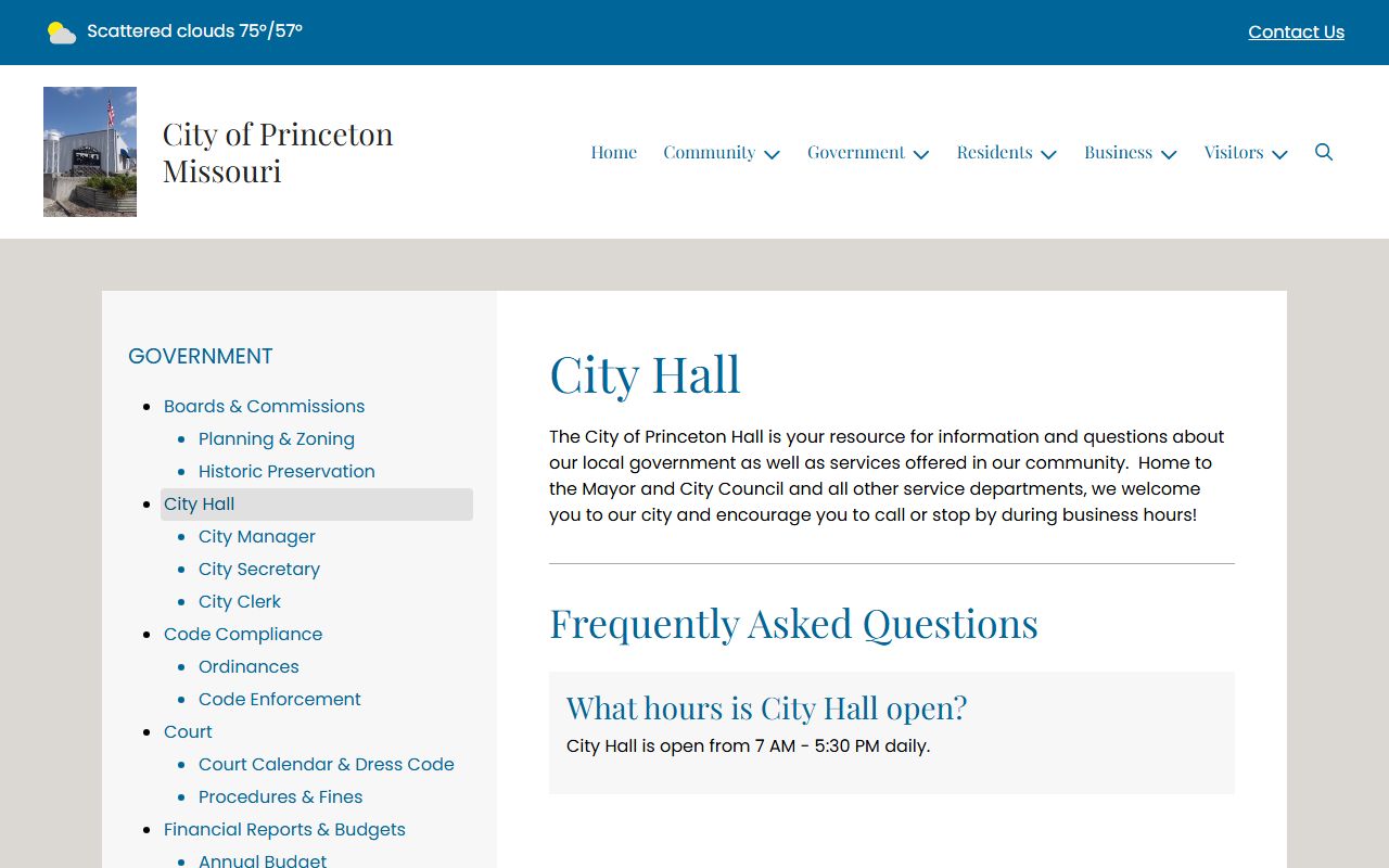 Mercer County warrant records Princeton City Hall contact page