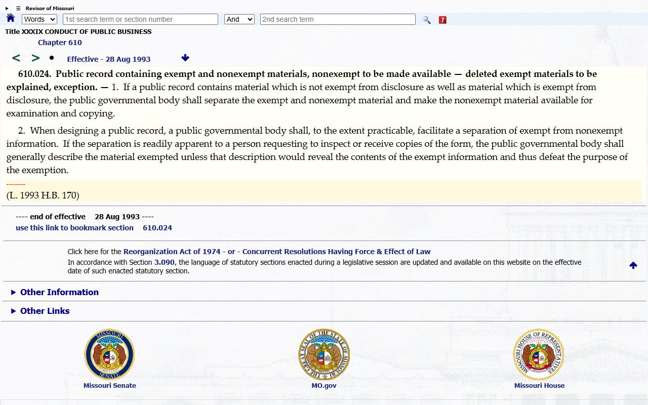 Mercer County warrant records Missouri public record fee statute